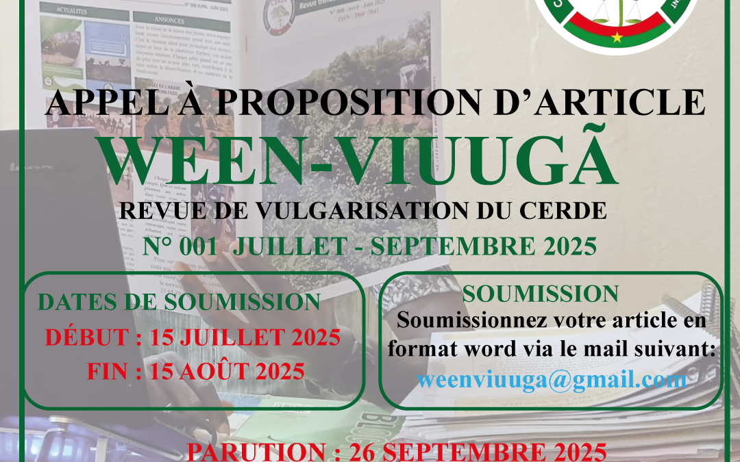 APPEL À PROPOSITION D’ARTICLES DE VULGARISATION : DEUXIÈME NUMÉRO DE LA REVUE « WEEN-VIUUGÃ »